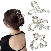 金属镂空抓夹时尚 ins质感y2k简约气质蝴蝶爱心鲨鱼夹发尾夹子发饰