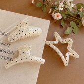 法式 高级感抓夹气质鲨鱼夹发饰 黑白波点大号发夹后脑勺发抓女新款