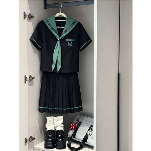 胖MM大码【青本绘】2026夏季新款制服海军领上衣夏校供感JK裙套装