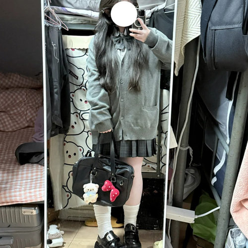 胖薯大码jk制服裙套装毛衣开衫外套日系学院风校供针织春秋季外搭