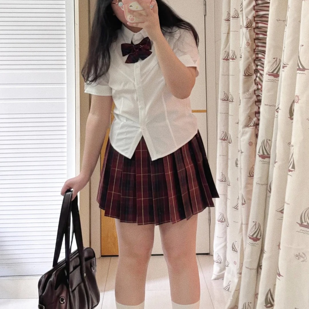 胖薯大码JK制服纯欲三件套日系学院风jk衬衫女学生收腰衬衣百褶裙