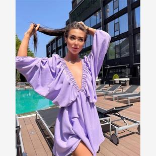 2023 Women's Short Skirt Lantern Sleeve French Dress