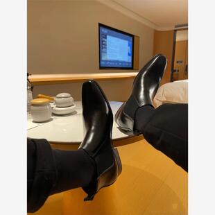 Leather Formal Chelsea Boots For Men Winter Warm Shoes 38-45