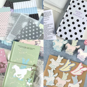 可以文创原创波点手账本小飞马新年笔记本彩页循环精装硬壳记事本