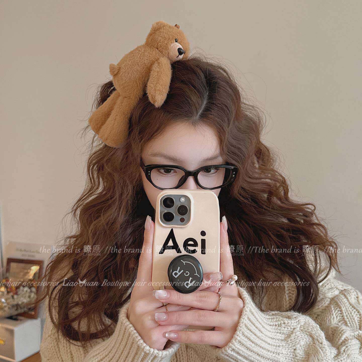 独特个性可爱小熊毛绒发夹卡通玩偶刘海夹少女心高颜值洗漱发饰