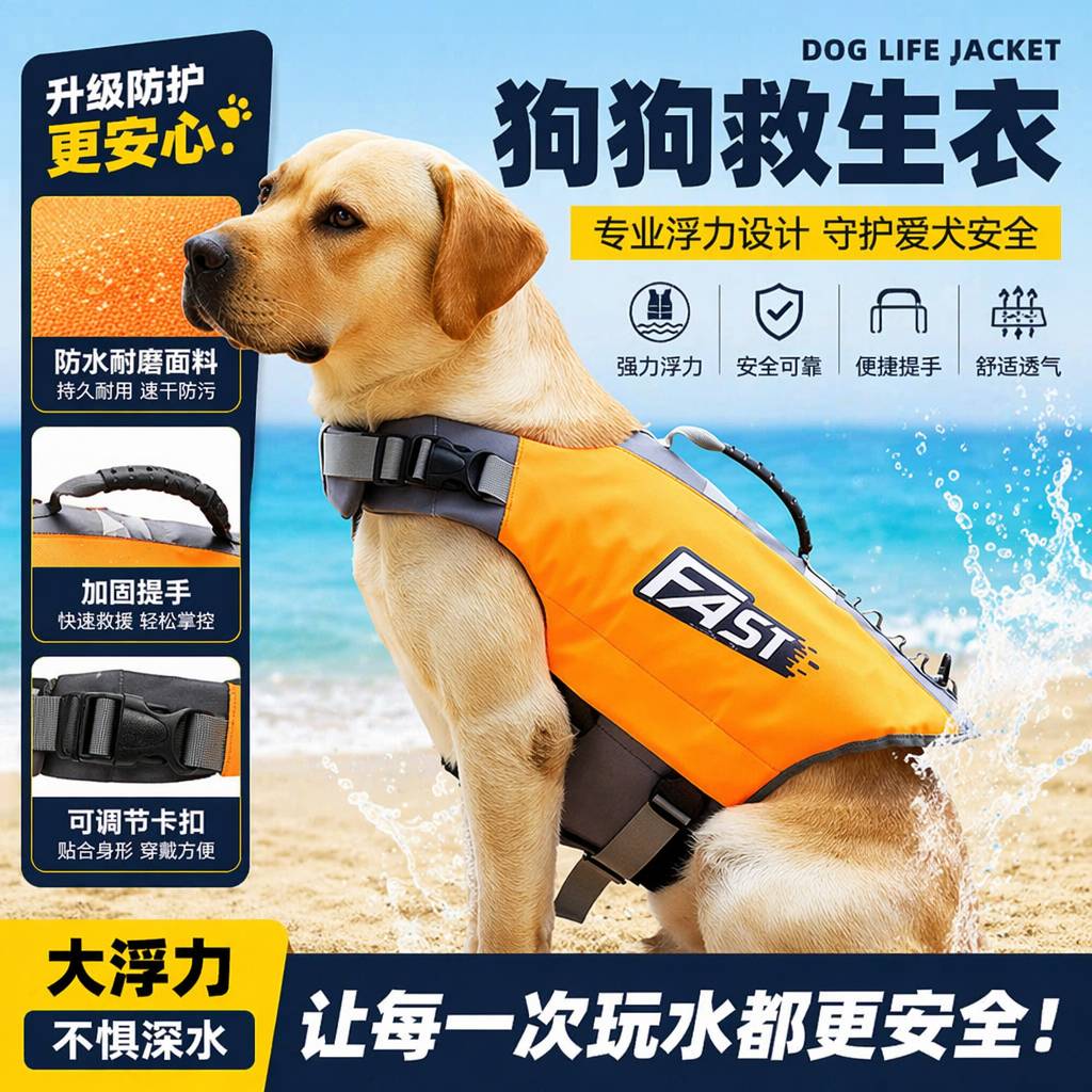中大型犬救生衣游泳衣漂流衣柴犬哈士奇边牧金毛拉布拉多德牧柯基