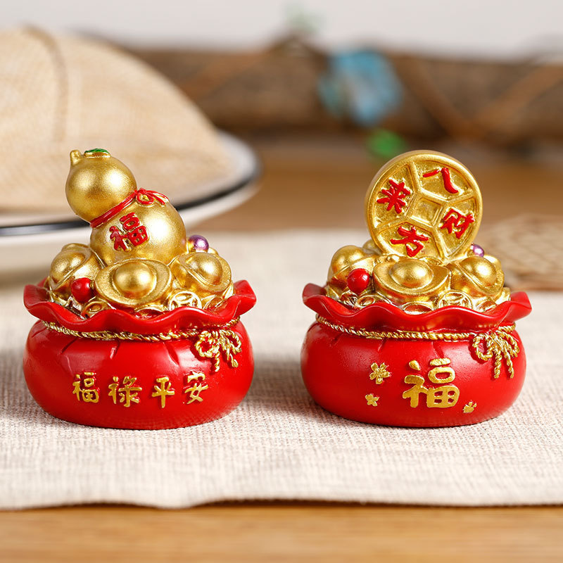 八方招财福禄平安福袋存钱罐葫芦摆件中国风花瓶开业新居乔迁装饰