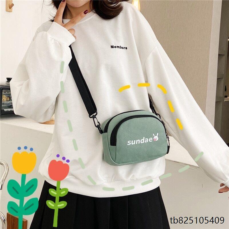 百搭休闲斜挎小包女25新款韩版学生帆布袋日系ins森系文艺单肩包