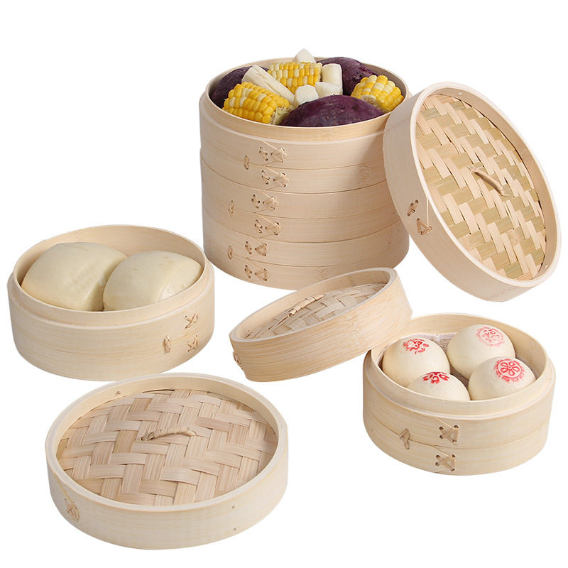 竹编蒸笼竹制小笼包饺子包子加深笼屉手工蒸屉盖沙县商用家用馒头