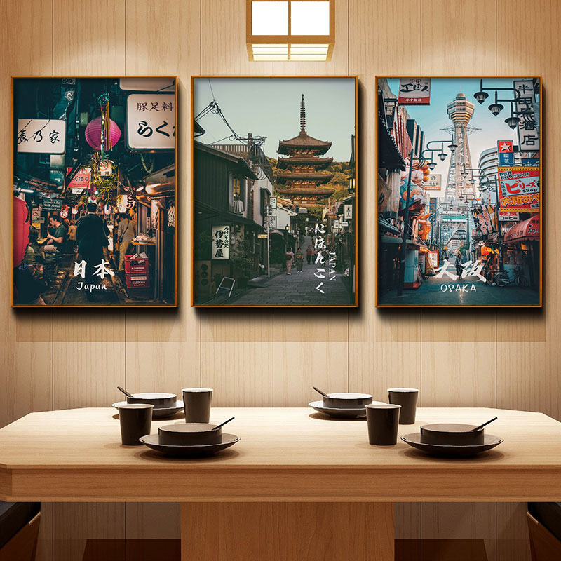 日本居酒屋装饰画日式餐厅寿司店挂画主题酒店东京横岗街景壁画图片