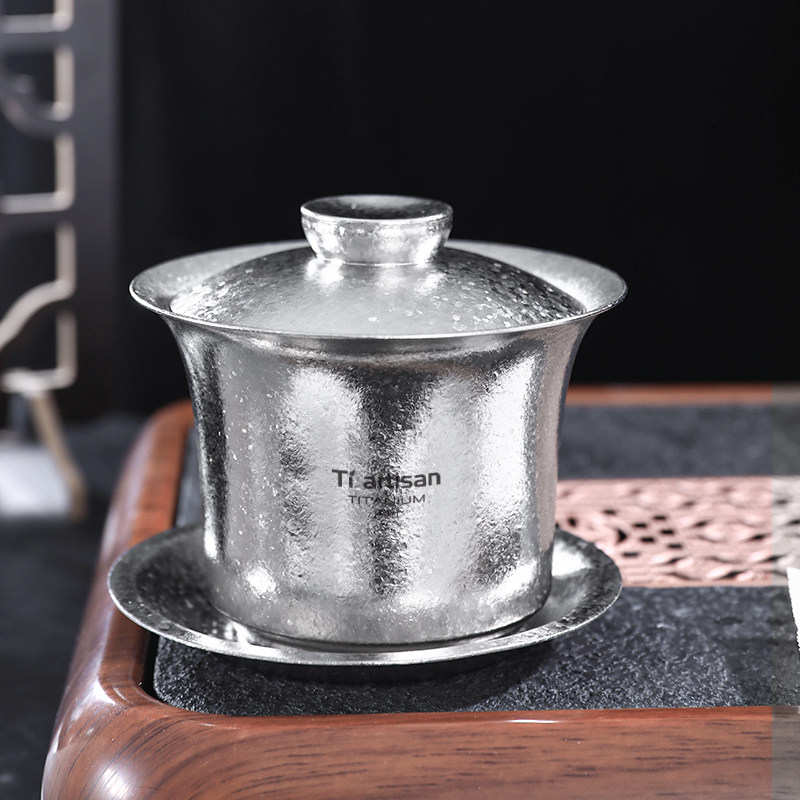 钛工匠纯钛双层盖碗功夫茶具露营二才碗茶杯家用户外带盖茶具套装,户外/登山/野营/旅行用品,水杯,淘宝优惠券,粉丝福利购,淘宝优惠卷