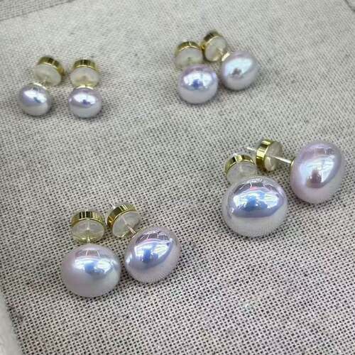 极光紫馒头珍珠耳钉女轻奢小众