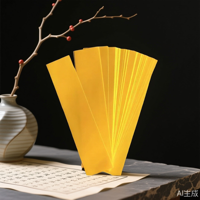 副笔手绘白色绘画黄色正宗可食用糯米纸自然竹浆云纹付画朱砂画纸