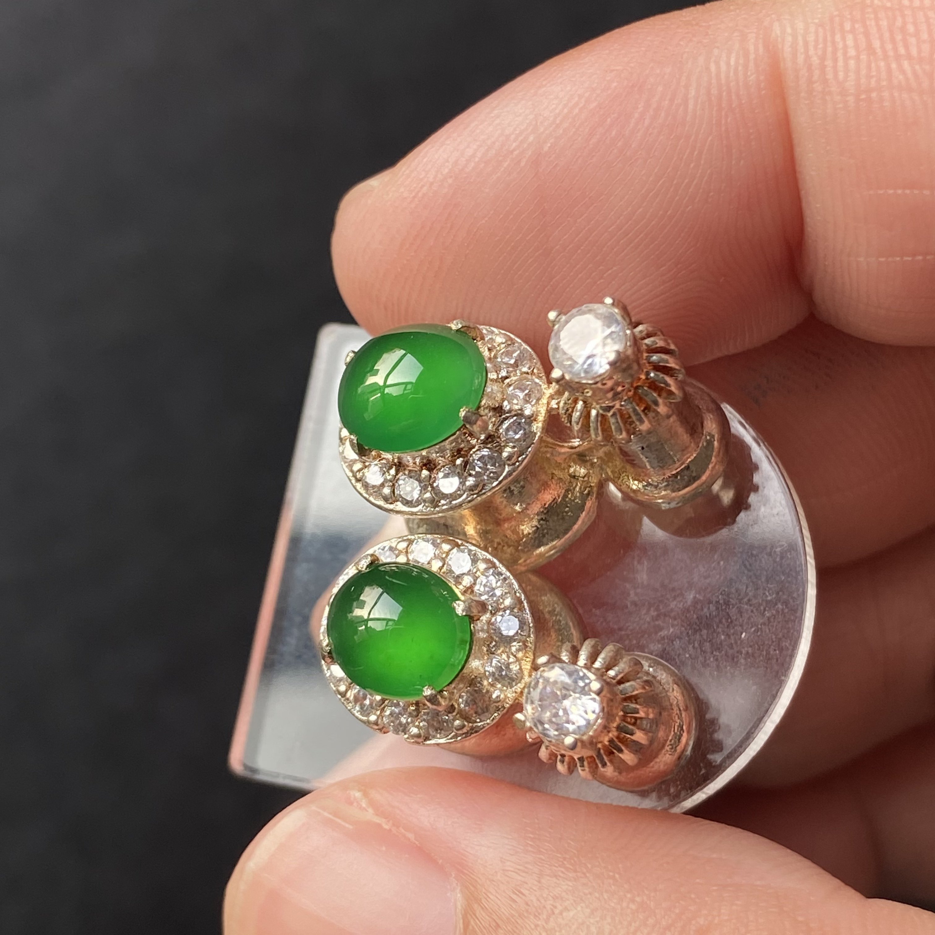 天然危地马拉翡翠冰种满绿辣绿色蛋面耳钉裸石一对一物一证包邮,珠宝/钻石/翡翠,翡翠裸石/蛋面,淘宝优惠券,粉丝福利购,淘宝优惠卷