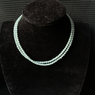 冰种卡4mm危地马拉翡翠米珠项链可绕2圈锁骨链项链米珠67cm长包邮