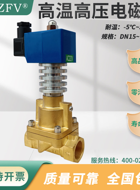 高温电磁阀XSGW不锈钢蒸汽螺纹黄铜带散热24V节能型220V常闭式6分