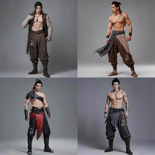 古装武侠服装侠客大力士演出服群舞蹈服装质子团战舞套装古代时尚