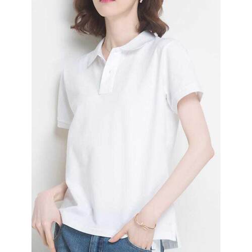 定制Polo衫女式短袖夏季大码纯翻领t恤工作服服装绣花印花标志