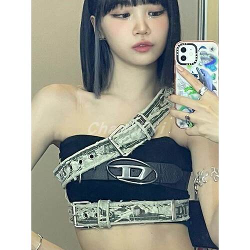 韩国女子组合Lesserafim同风格金才园赛博朋克管顶包胸性感演唱服