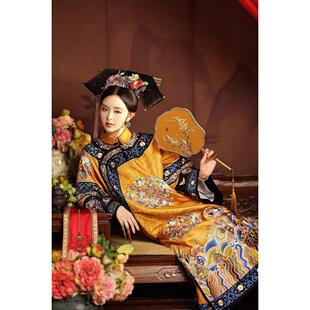 皇新款吉服太清代贵妃娘娘宫廷风旗氅衣故宫旅拍服清宫剧格格印花