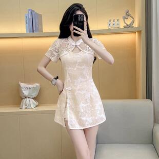 短裤 工作服 国风蕾丝性感旗袍采耳按摩足疗店工衣短袖 2025新中式