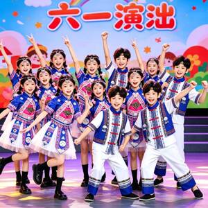 六一儿童民族舞蹈服苗族红山果幼儿表演服七月火把节彝族演出服装