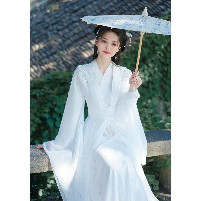 2026新款汉服白色古装仙气飘逸中国风古典舞蹈古风演出服高端套装图片