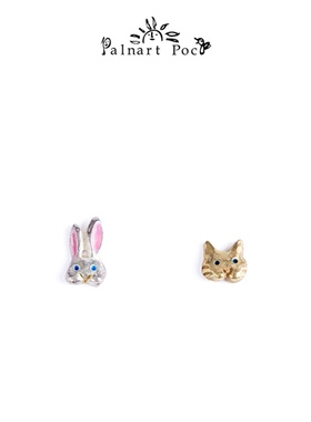Palnart poc手作小兔子猫咪小众设计感日系可爱迷你动物甜酷耳钉