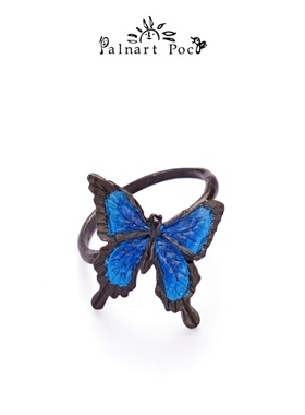 Palnart poc燕尾蝶蓝色蝴蝶轻奢网红小众精致森系独特高级感戒指