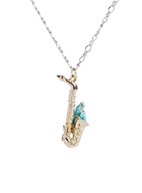 Palnartpoc情侣小鸟萨克斯项链