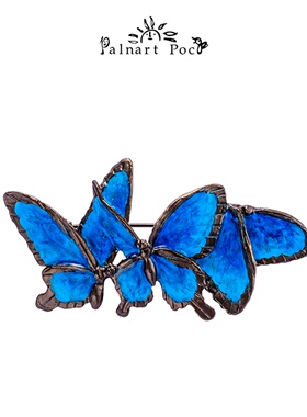 Palnart poc天堂凤蝶蓝色蝴蝶日系克莱因蓝高级感胸针设计感小众