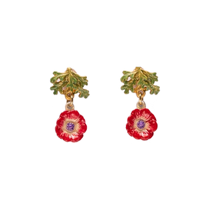 Palnartpoc原创女银莲花耳环