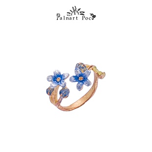 Palnart poc蓝星花女细圈小众显白蓝色设计感独特高级感戒指网红