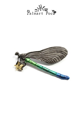 Palnart poc原创设计独特小众夸张夏天高级感渐变蓝绿色蜻蜓胸针