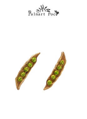 Palnart poc毛豆豆荚笑脸小众绿色独特耳环适合夏天耳钉夏季女