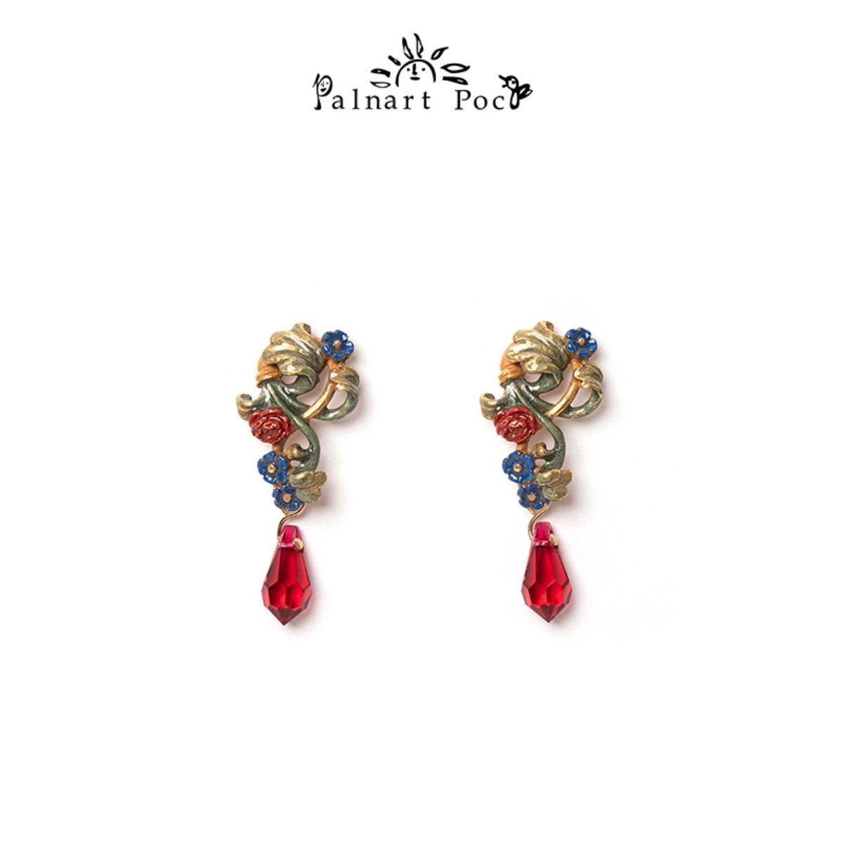 Palnart poc小众设计感红色玫瑰藤蔓装饰中世纪复古罗马风耳环,饰品/流行首饰/时尚饰品新,耳环,淘宝优惠券,粉丝福利购,淘宝优惠卷