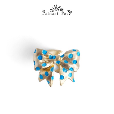 Palnartpoc手作波点蝴蝶结戒指