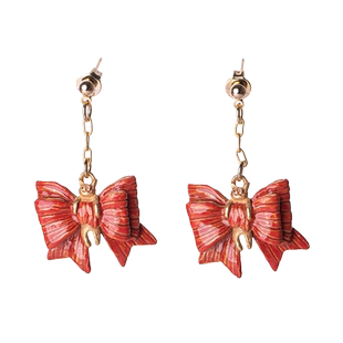 Palnart poc蝴蝶结猫宝宝耳环耳夹日本手作合金可爱紧紧包裹猫咪