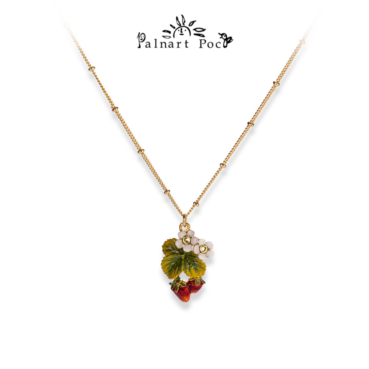 Palnartpoc女手作草莓花朵项链
