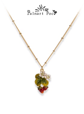 Palnart poc草莓花朵项链配裙子女高级设计感小众百搭森系仙美