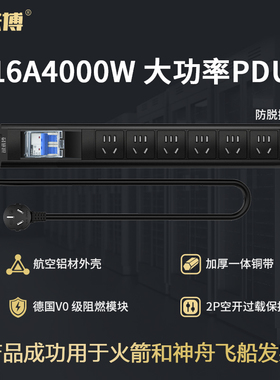 可来博PDU机柜插座插排插板接线板16A4000W大功率2P空开过载保护