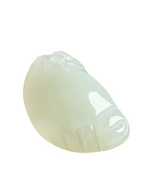 古甄轩新款青白玉和田玉白玉知足常乐小脚丫吊坠男女情侣宝宝玉坠