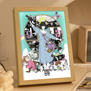 四叠半时光机明石同学周边镜子灯光画动漫发光礼物卧室音响小夜灯