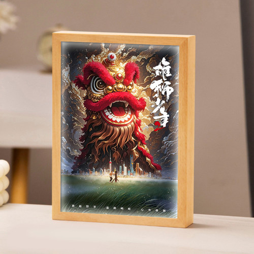 雄狮少年灯光画电影周边手办小夜灯镜子相框电竞房摆件生日礼物