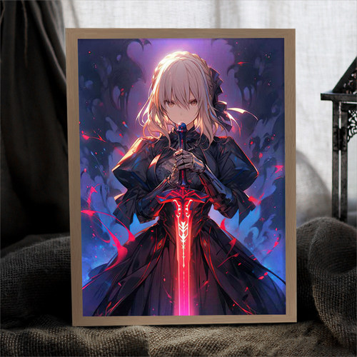 fate命运之夜吾王灯光画阿尔托莉雅Saber电竞房氛围发光桌面摆件