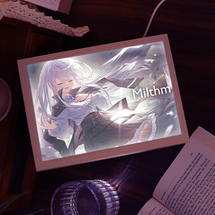 Phigros曲绘鸠周边镜子灯光画二次元动漫吧唧小夜灯发光礼物摆画