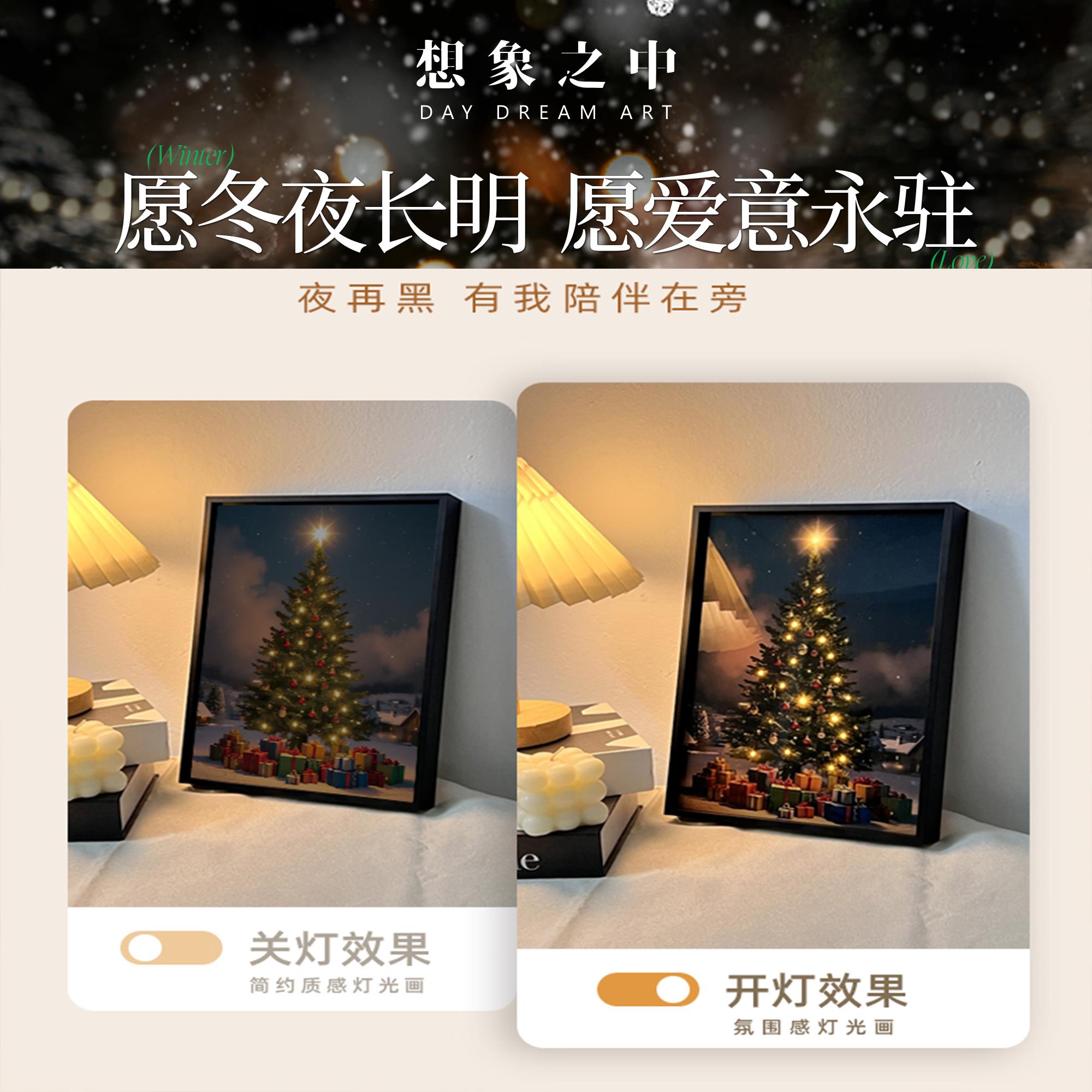 圣诞节礼物灯光画情侣礼品发光画桌面摆件卧室小夜灯生日礼物礼品