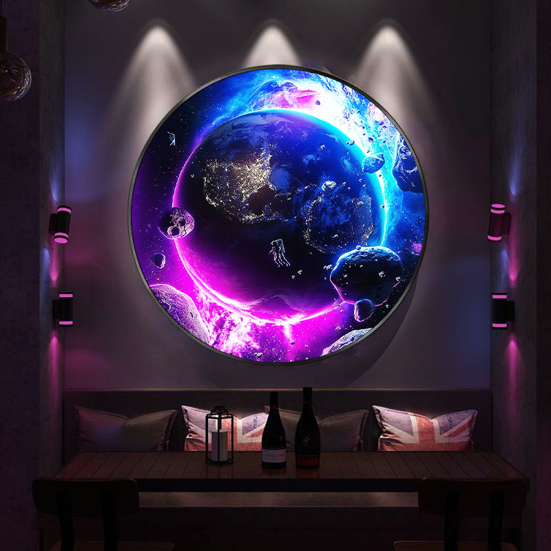 宇宙星球太空装饰画卧室电竞酒店房间墙面led发光月球KTV酒吧挂画图片