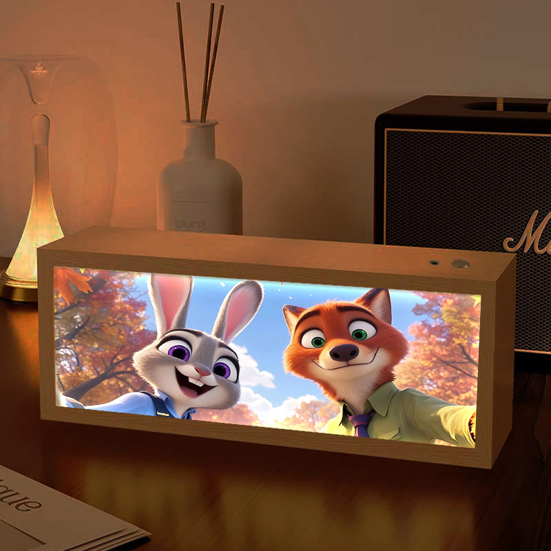 疯狂动物城灯光画镜子相框周边卧室床头蓝牙音响小夜灯发光礼物画