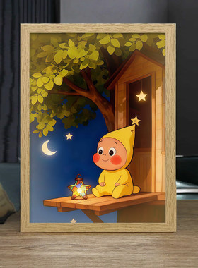 星星人周边镜子灯光画治愈系动漫发光礼物画送朋友卧室音响小夜灯